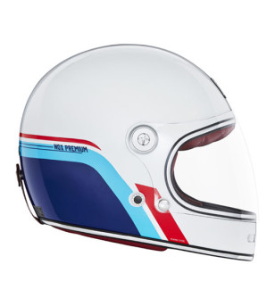 CASQUE INTEGRAL NOX PREMIUM REVENGESTROBE BLANC BLEU ROUGE T53-54 XS- CE 22.06