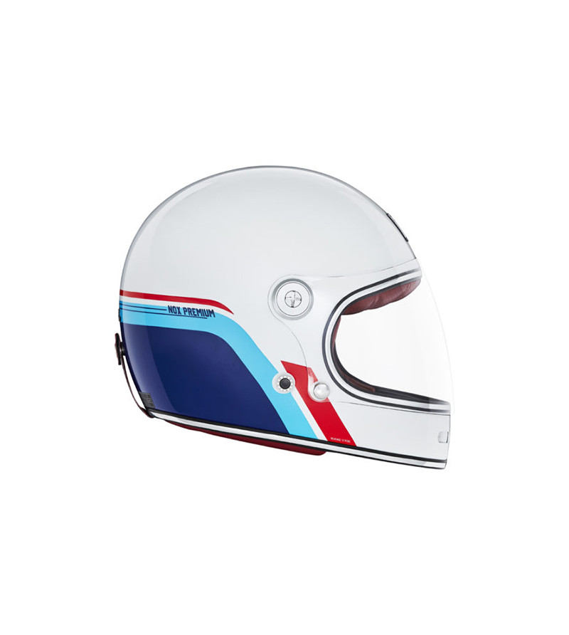 CASQUE INTEGRAL NOX PREMIUM REVENGESTROBE BLANC BLEU ROUGE T55-56 S -CE 22.06