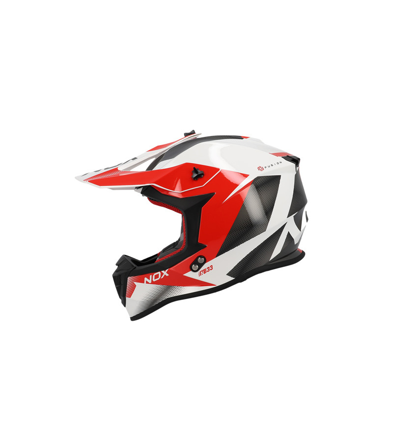 CASQUE CROSS NOX N633 FUSION BLANC ROUGE T57-58 M - CE 22.06