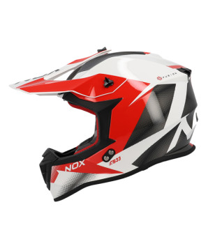 CASQUE CROSS NOX N633 FUSION BLANC ROUGE T59-60 L - CE 22.06