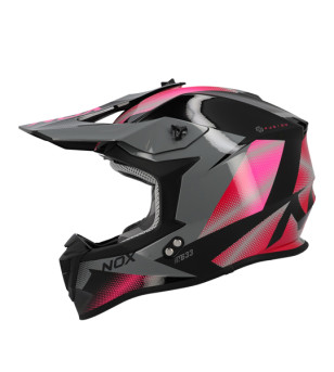 CASQUE CROSS NOX N633 FUSION GRIS NARDO IRRIDIUM ROSE T57-58 M - CE 22.06