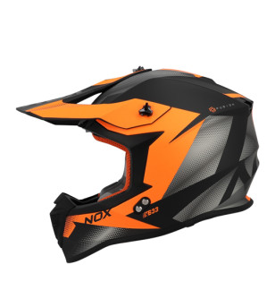 CASQUE CROSS NOX N633 FUSION NOIR MAT ORANGE T53-54 XS - CE 22.06